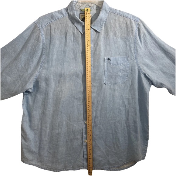 Tommy Bahama 100% Linen Button Up Shirt Men's 2XL Blue 25 years of Paradise EUC - Picture 5 of 10